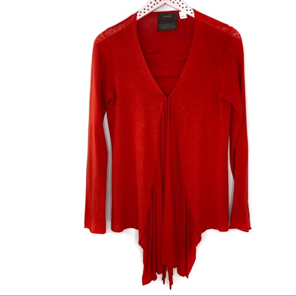 Anthropologie Guinevere Cardigan Ruched Red Draped - Picture 2 of 6